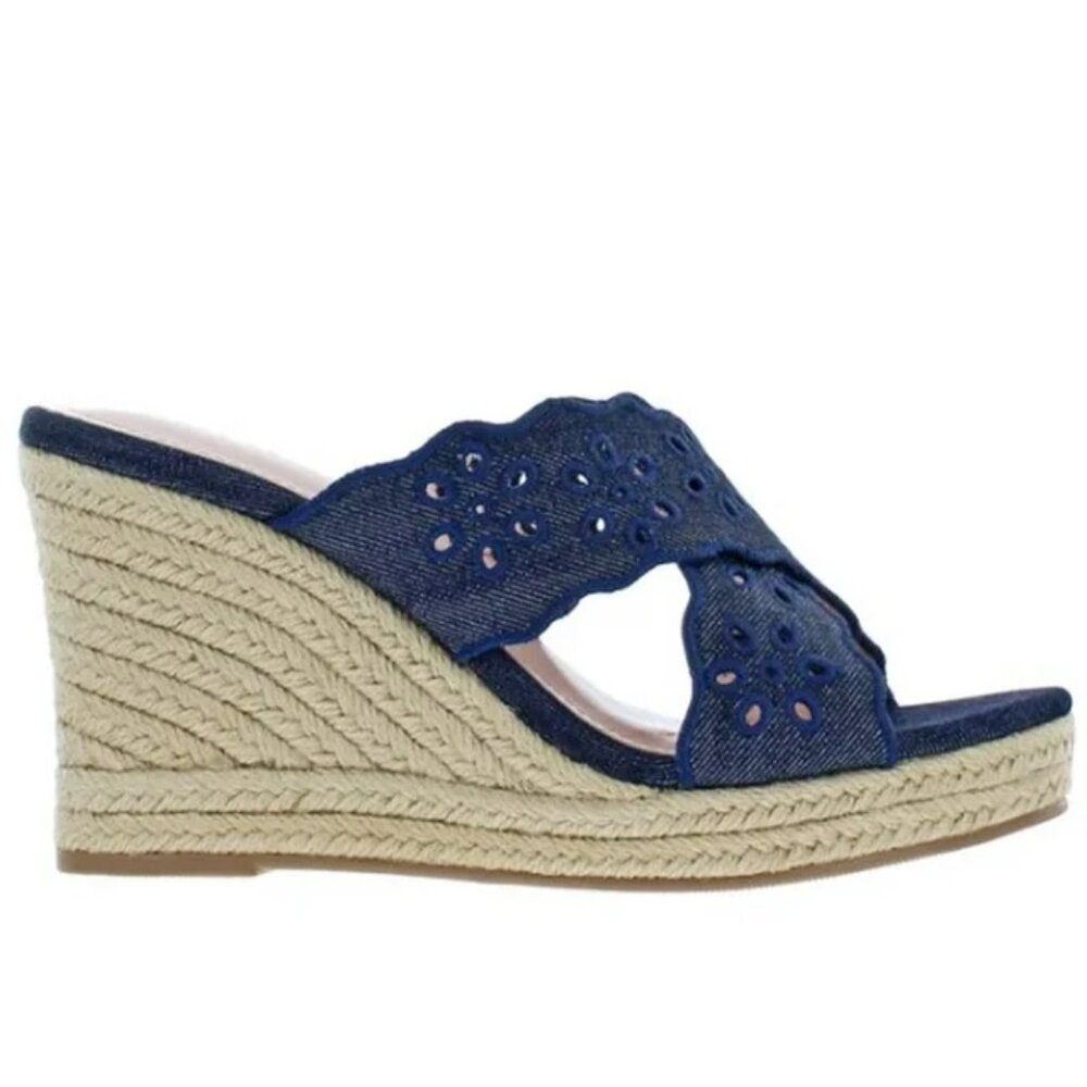 NIB Draper James Emily Women's Wedge Shoes, Navy - Picture 4 of 6
